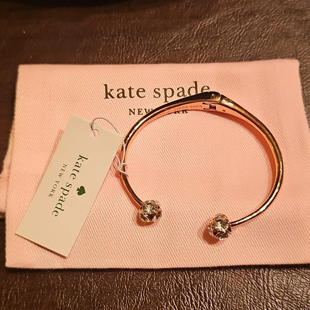 New kate spade Gold Crystal Open Cuff Bracelet Lady Marmalade Gift W/Bag - Picture 4 of 4